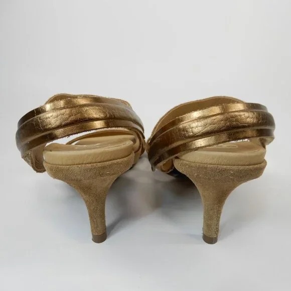 PEDRO GARCIA Celena Suede Slingback Sandals Size 37 7 Beige Heels NEW - Picture 7 of 12